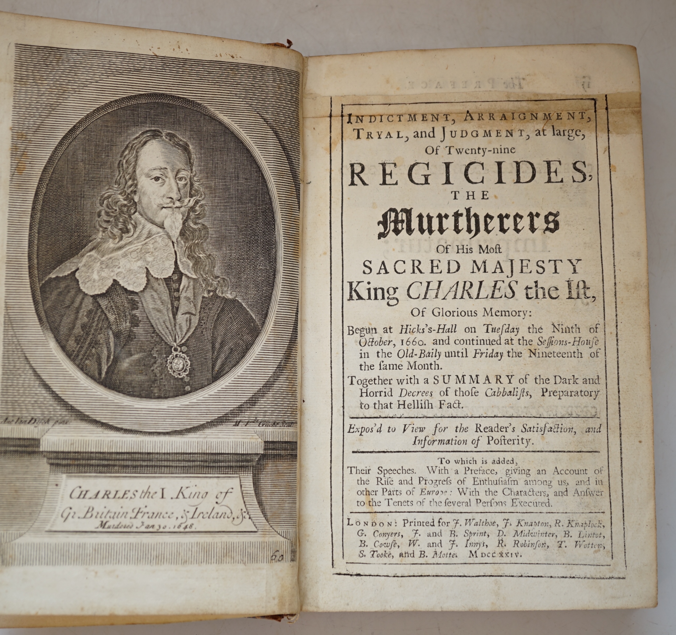 [Finch, Heneage, Earl of Nottingham] - The Indictment, Arraignment, Tryal, and Judgment, at large, of Twenty-nine Regicides, the Murtherers of His Most Sacred Majesty King Charles the First, Of Glorious Memory, Begun at